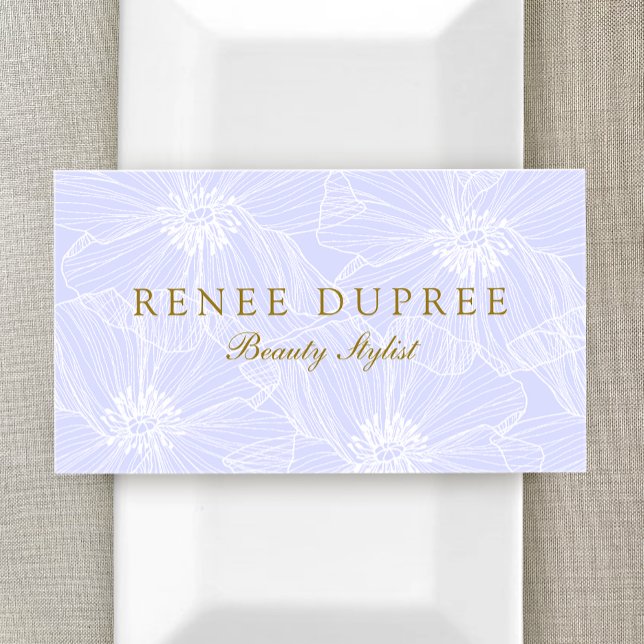 Carte De Visite Artiste de maquillage de lavande florale tiré à la (Créateur téléchargé)