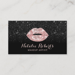 Carte De Visite Artiste de maquillage des lèvres d'or Rose de la 