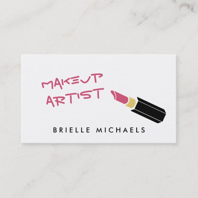 Carte De Visite Artiste de maquillage en bâton rose (Devant)