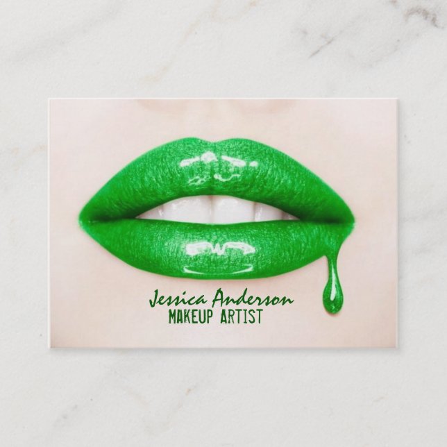 Carte De Visite Artiste de maquillage en bâton vert (Devant)