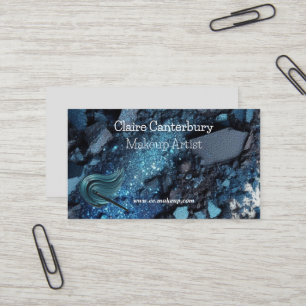 Carte De Visite Artiste de maquillage en verre bleu vibrant