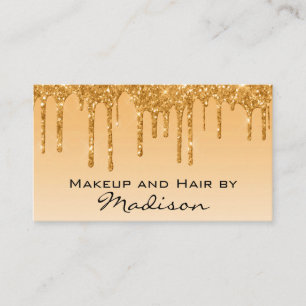 Carte De Visite Artiste de Maquillage Glam Gold Paillettes qui Cou