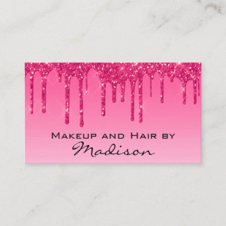 Carte De Visite Artiste de Maquillage Glam Hot Pink Paillettes qui