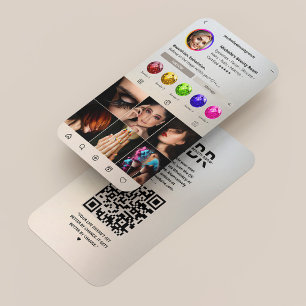 Carte De Visite Artiste de maquillage Instagram moderne Silver Gol