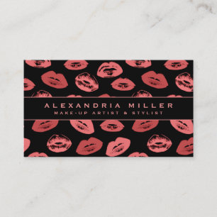 Carte De Visite Artiste de maquillage   Lipstick Motif   Noir