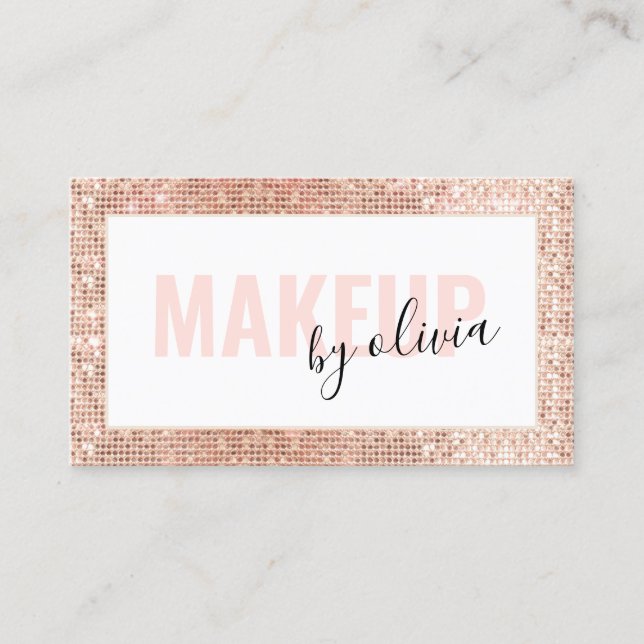 Carte De Visite Artiste de maquillage moderne Glam Rose Gold (Devant)