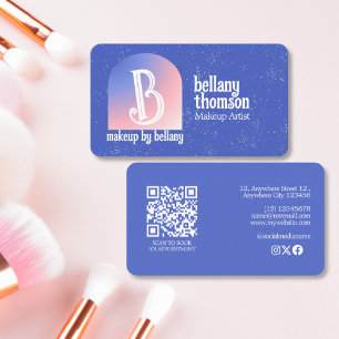 Carte De Visite Artiste de maquillage moderne Gradient Blue Pink