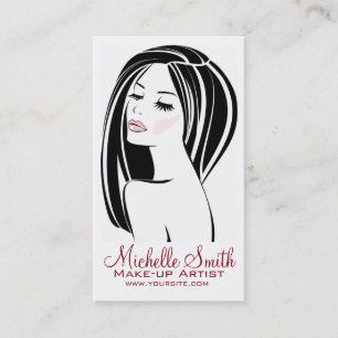 Carte De Visite Artiste de maquillage moderne noir clair rose chic