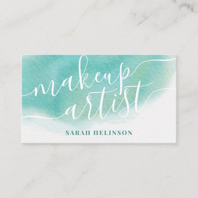 Carte De Visite Artiste de maquillage moderne typographie turquois (Devant)