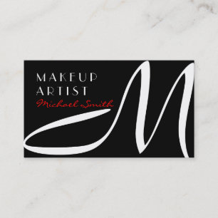 Carte De Visite Artiste de maquillage Monogramme moderne Noir