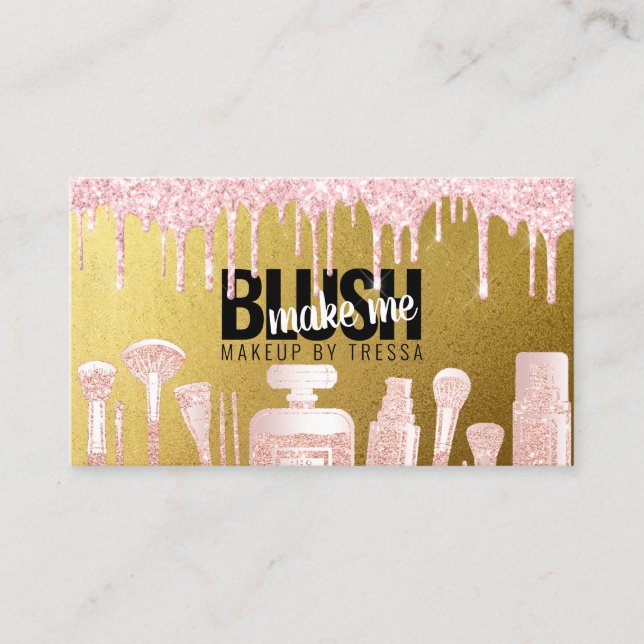 Carte De Visite Artiste de maquillage Parties scintillant rose et  (Devant)