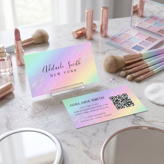 Carte De Visite artiste de maquillage pastel arc-en-ciel Moderne h
