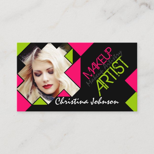 Carte De Visite Artiste de maquillage photo moderne et audacieux (Devant)