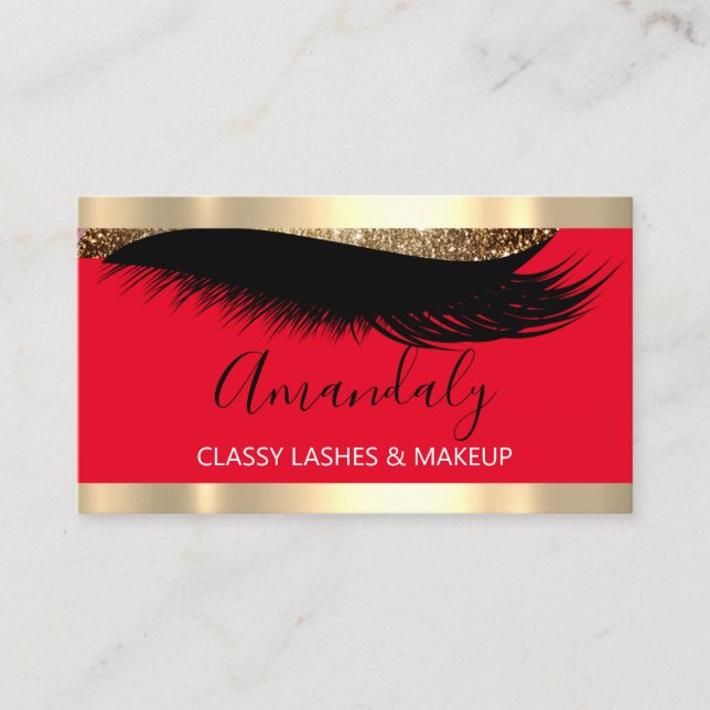 Carte De Visite Artiste de maquillage professionnel Eyelash Or Bla (Devant)