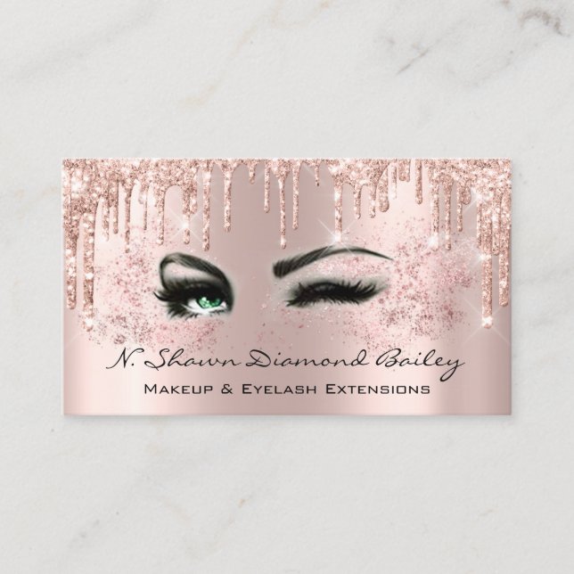 Carte De Visite Artiste de maquillage professionnel Vert Yeux Rose (Devant)