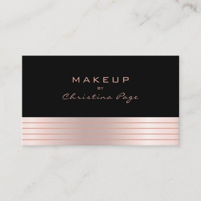 Carte De Visite Artiste de maquillage Rose de luxe Gold Ombre & Bl (Devant)