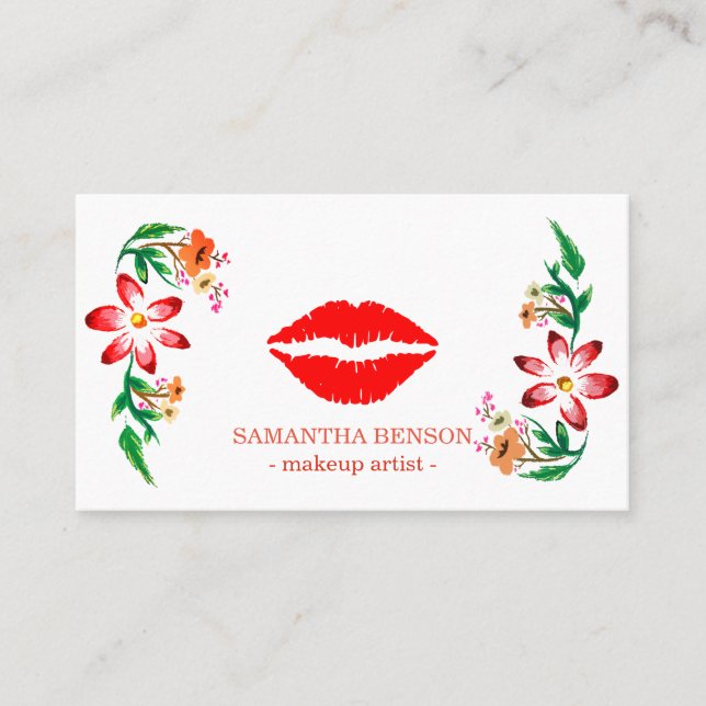 Carte De Visite Artiste de maquillage Rose floral tendance (Devant)