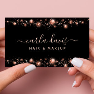 Carte De Visite Artiste de Maquillage Rose Gold Glitter Diamond Du