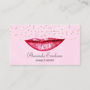 Carte De Visite Artiste de maquillage rose Or Faux Diamond Bling