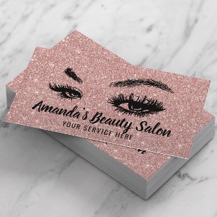 Carte De Visite Artiste de maquillage rose Parties scintillant or