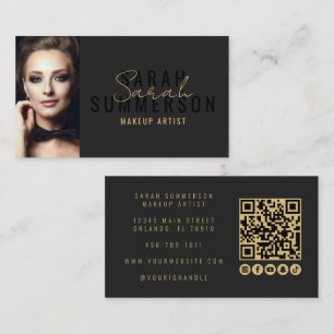 Carte De Visite Artiste de Maquillage Salon de Beauté Code QR Phot