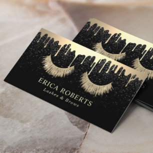 Carte De Visite Artiste de maquillage Salon Gold Eyelash Drives te