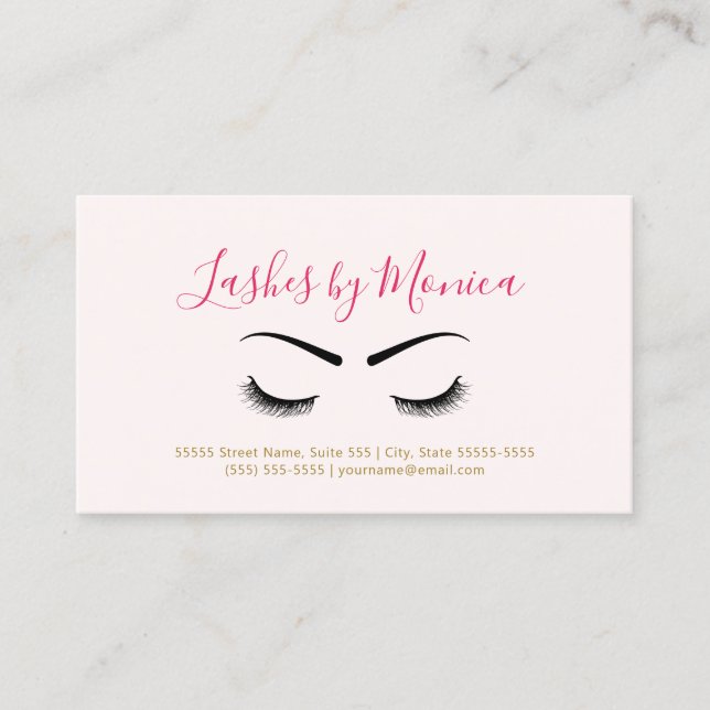 Carte De Visite Artiste de maquillage simple avec cils et sourcils (Devant)