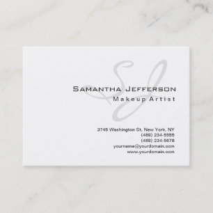 Carte De Visite Artiste de maquillage tendance Monogramme gris bla