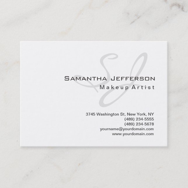 Carte De Visite Artiste de maquillage tendance Monogramme gris bla (Devant)