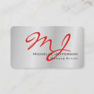 Carte De Visite Artiste de maquillage tendance Monogramme rouge gr