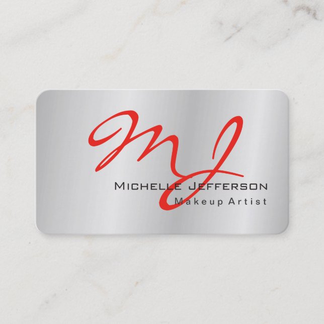 Carte De Visite Artiste de maquillage tendance Monogramme rouge gr (Devant)
