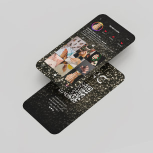Carte De Visite Artiste de ongle moderne Black Instagram Parties s