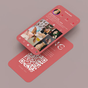 Carte De Visite Artiste de ongle moderne Manicuriste Coral Instagr