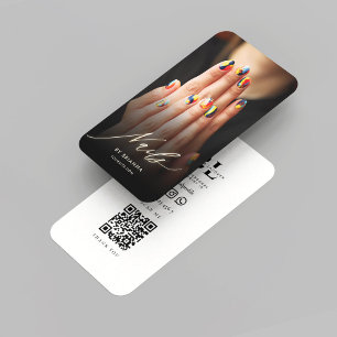 Carte De Visite Artiste de ongles de Salon moderne Monogramme QR