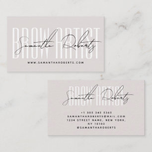 Carte De Visite Artiste de sourcils typographie moderne script ros