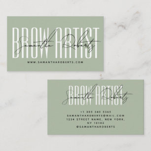 Carte De Visite Artiste de sourcils typographie moderne script ver