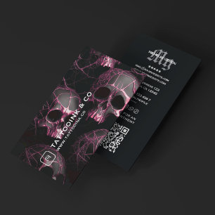 Carte De Visite Artiste de tatouage minimal Logo de tatoueur crâne