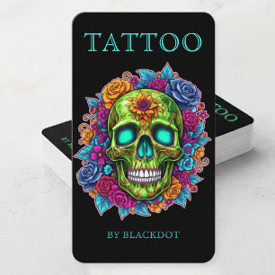 Carte De Visite Artiste de tatouage moderne Média sociaux de salon