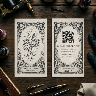 Carte De Visite Artiste de tatouage mystique vintage Tarot céleste