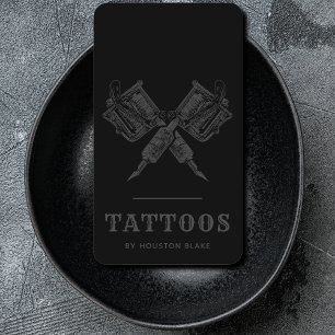 Carte De Visite Artiste de tatouage noir minimaliste vintage