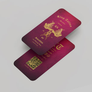 Carte De Visite Artiste de tatouage Or Rouge Monogramme moderne