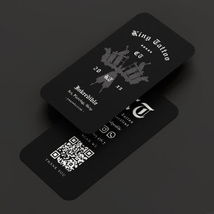 Carte De Visite Artiste de tatouage Tatoueur noir Minimal 