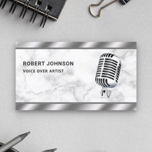 Carte De Visite Artiste de voix off Microphone Métallique en Marbr