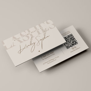 Carte De Visite Artiste Elegant Luxe Cils Sable Beige Monogramme