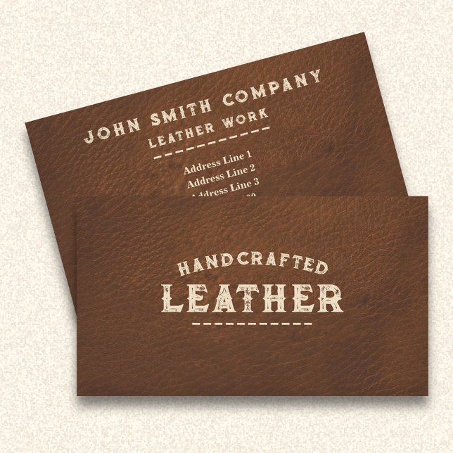 Carte De Visite Artiste en cuir Brown (Leatherworker Craftsman Brown Business Card)