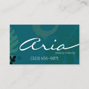 Carte De Visite Artiste en Maquillage Calligraphie Teal Tropicale 