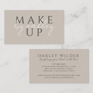 Carte De Visite Artiste en Maquillage Minimaliste Beige