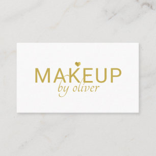 Carte De Visite Artiste en Maquillage Minimaliste Typographie Or