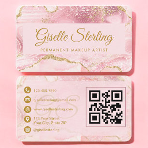Carte De Visite Artiste en Maquillage Permanent Moderne Code QR Ro