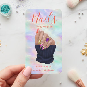 Carte De Visite Artiste Manucure Studio de Nail Art Opale Élégant